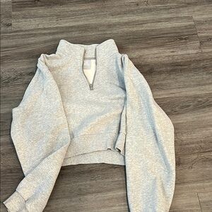 Gray Quarter-Zip Cropped Sweatshirt